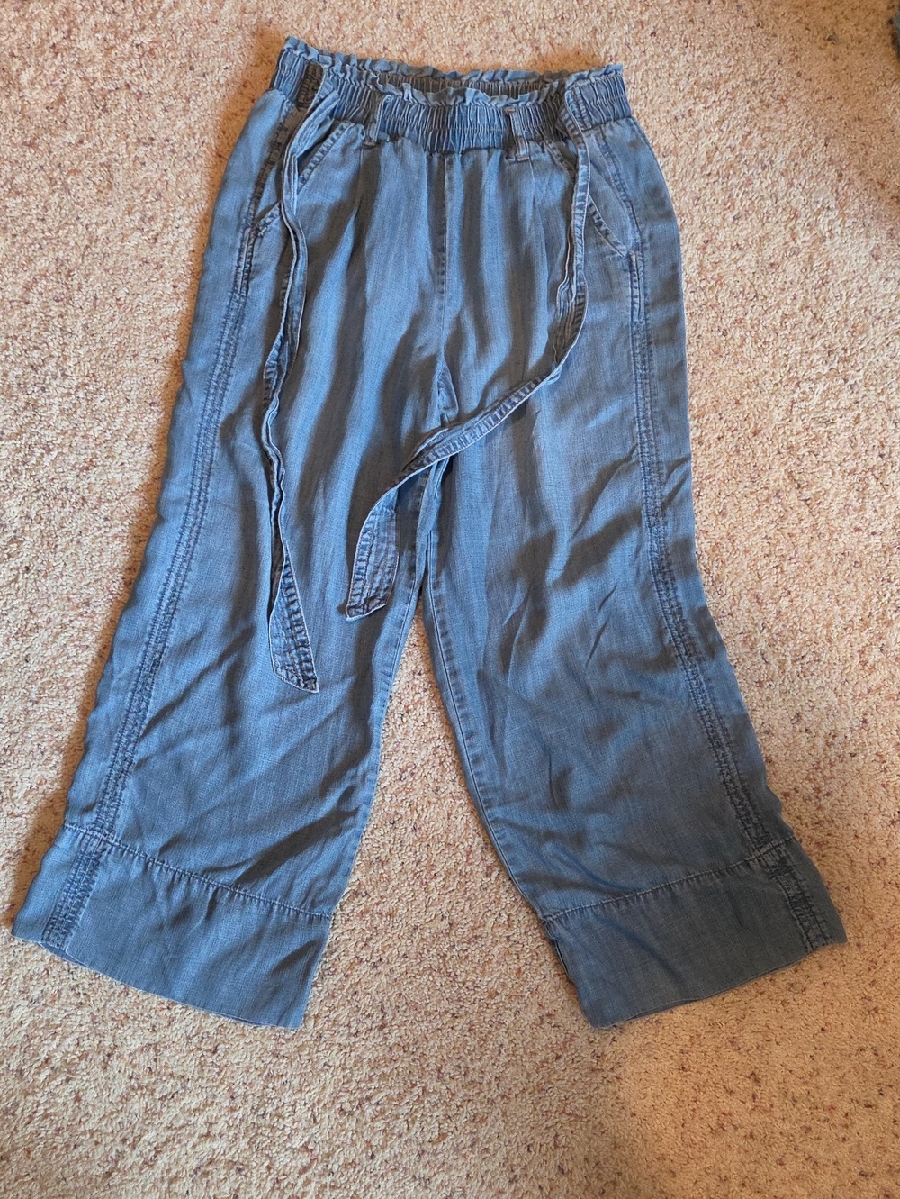 Knox Rose Light Blue Elastic Waist Wide-Leg Pants